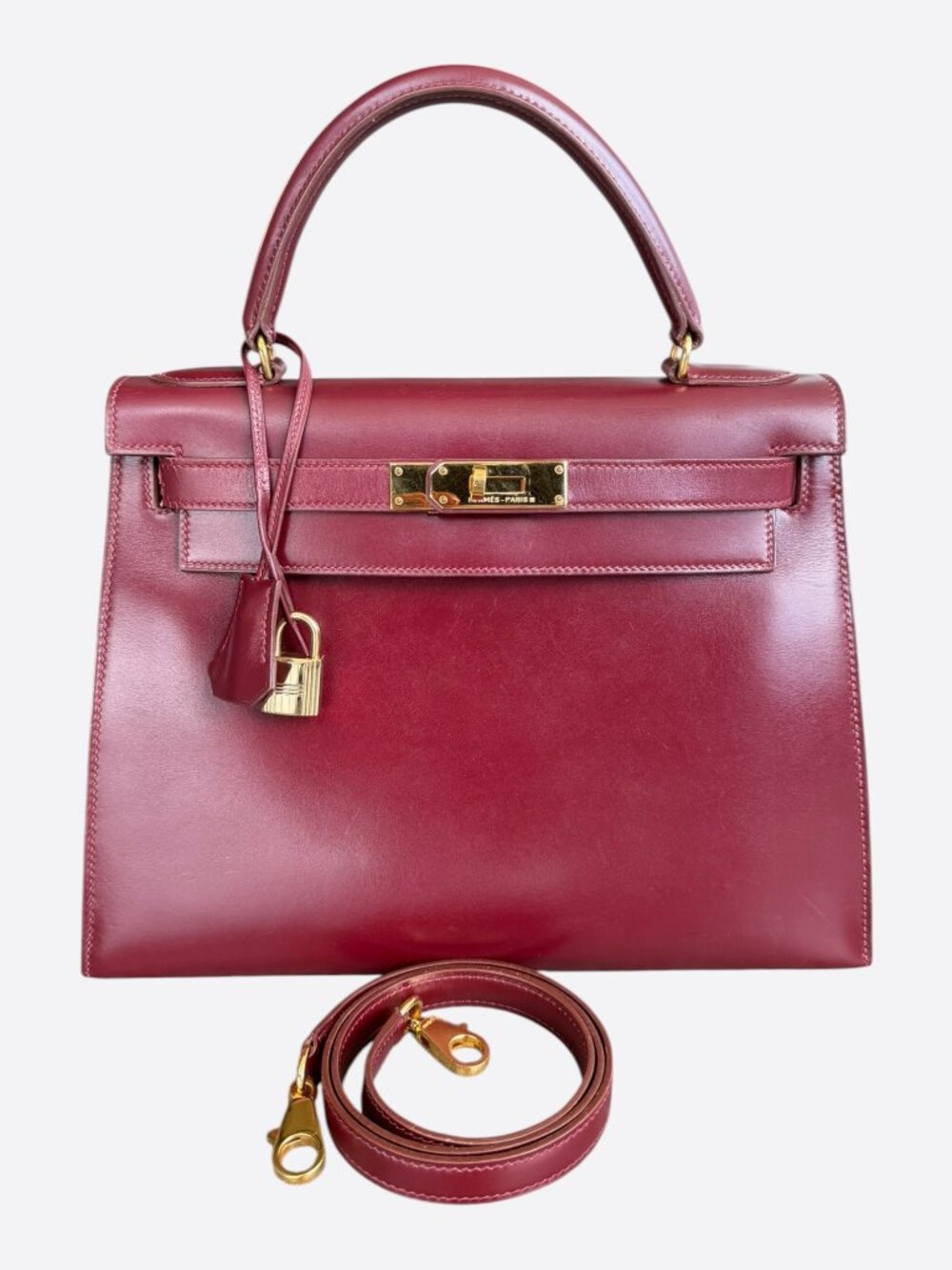 Hermes Red Box Leather & Gold Hardware Kelly 28
